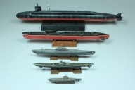 U-Boote der Ohio- und Echo II-Klasse sowie der Typen XXIII, VII B und XXI (1/700)