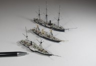 Schaufelradfregatte Barbarossa, Aviso Fupo und Korvette USS Trenton (1/700)