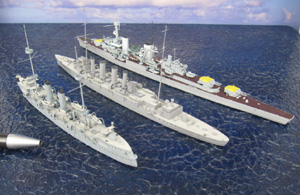 Geschützter Kreuzer Dom Carlos I und Leichte Kreuzer HMS Southampton und Königsberg (1/700)