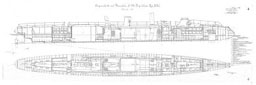 Längsschnitt und Raumplan S.M. Torpedoboote Typ „Falke“.