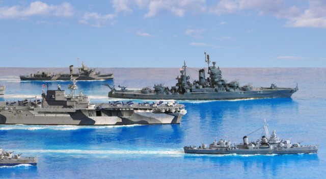 Zerstörer Edwards und Fletcher, Flugzeugträger Enterprise, Schlachtschiff Idaho und Zerstörer Morris (1/700)