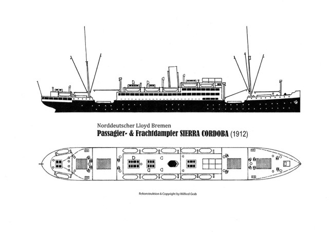 Passagier- und Frachtdampfer Sierra Cordoba (1/1200)