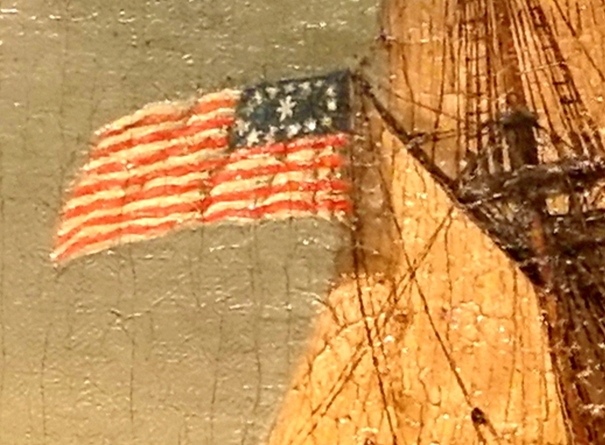 Abb.  6: Darstellung der Nationalflagge im Maryland Muster im East India Marine Hall Gemälde von Cornè von 1803 (Cornè F. , 1803)