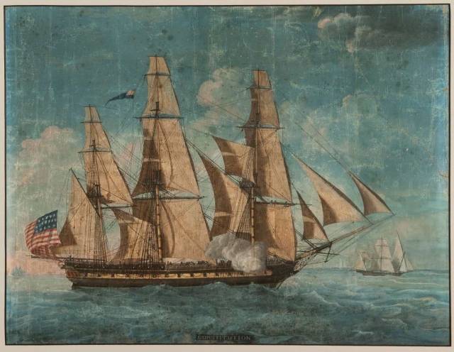 Abb.  8: Erste bekannte Abbildung von US Fregatte Constitution durch Felice Cornè von 1803