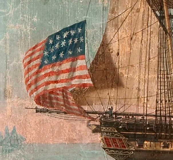 Abb.  9: Flagge in Cornès Seitenansicht von  1803 (Cornè M. F., Painting: Constitution, 1803)