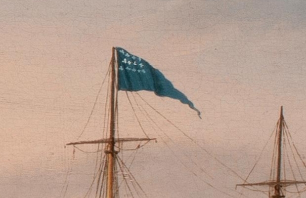 Abb.  18: Commodore Preble's Broad Pennant vor Tripoli 1804 (Cornè M. F., Bombardement of Tripoli - painted 1805 - Maine Hist. Soc., 1805)
