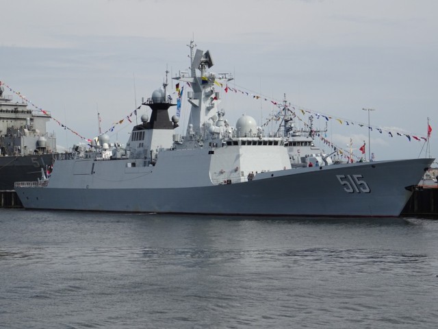 Das Highlight, die chinesische Fregatte Binzhou, die neben dem Dänen wohl neuste Schiff darstellte