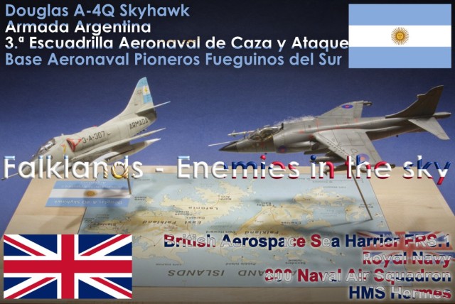 Kampfflugzeug Douglas A-4Q Skyhawk und Jäger British Aerospace Sea Harrier FRS.1 (1/72)