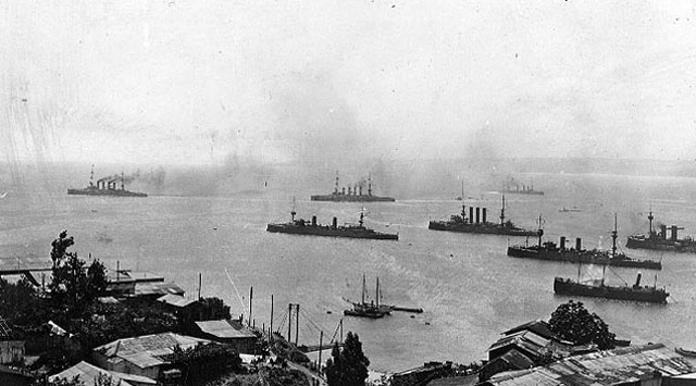 Ostasiengeschwader in Valparaíso, Chile, 3. November 1914
