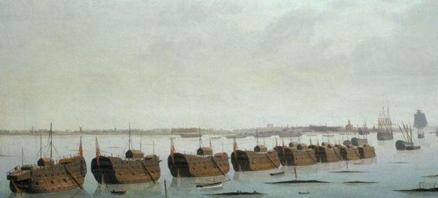 Gefängnisschiffe auf der Themse